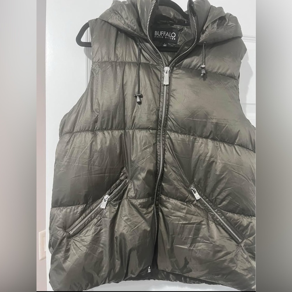 Buffalo David Bitton Olive Green Puffer Vest Size Large